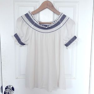 Elegant white short sleeve blouse. S/P size. Express brand. Like New.